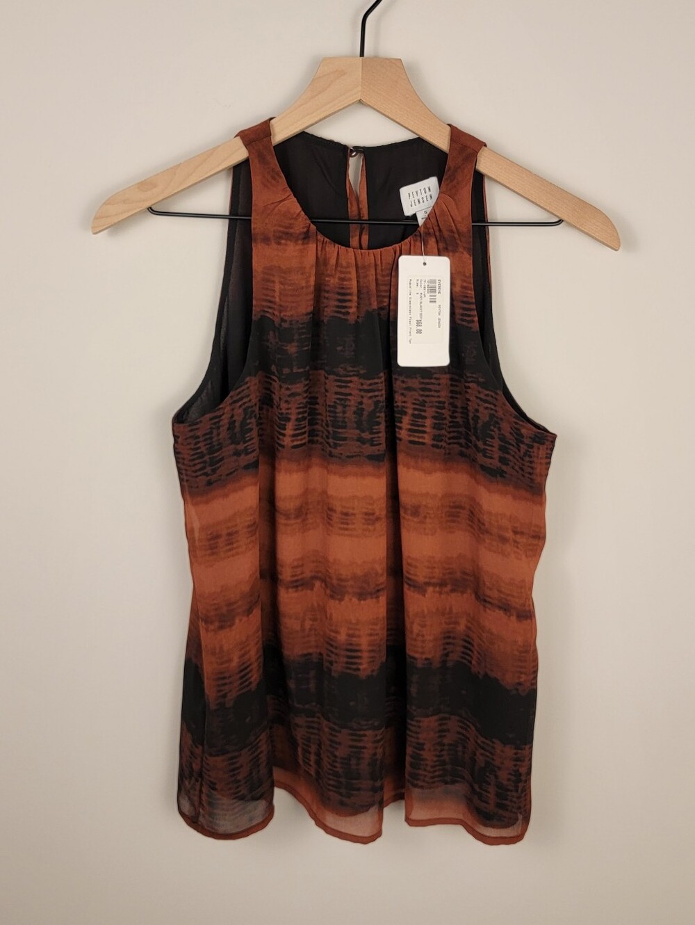 NWT Evereve Peyton Jensen Augustine Rust Tie Dye Pleat Front Tank Top Small S
